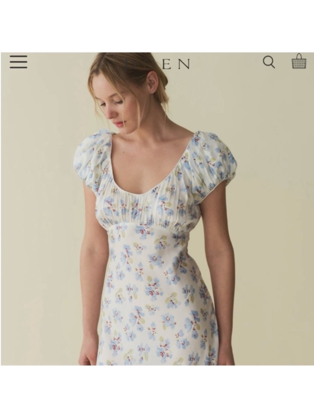 NWOT Doen Florencia Silk Midi Cottagecore Dress In Romantic Blue Floral Medium - Picture 5 of 15
